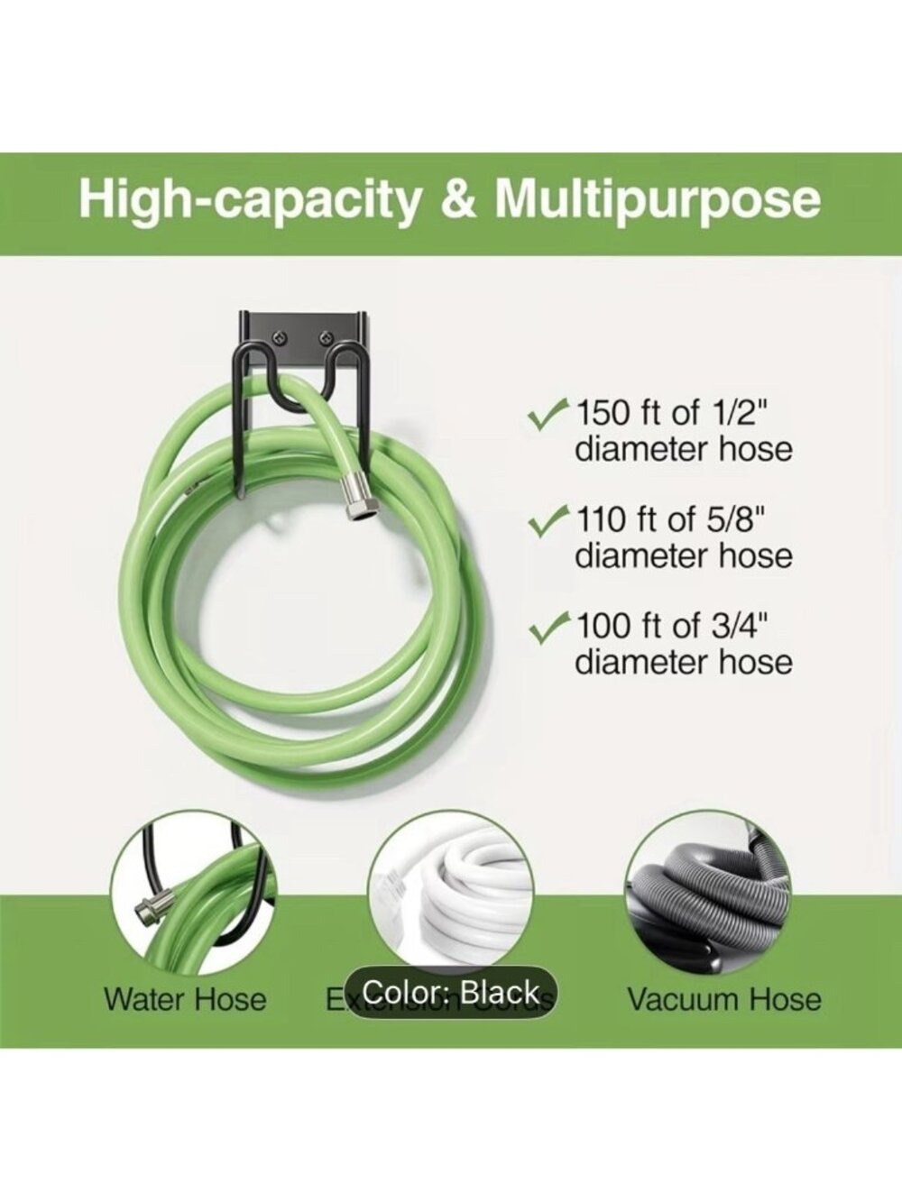 Garden Hose Holder Wall Mount Water Hose Hanger Heavy Duty Hose Rack Garage Hook